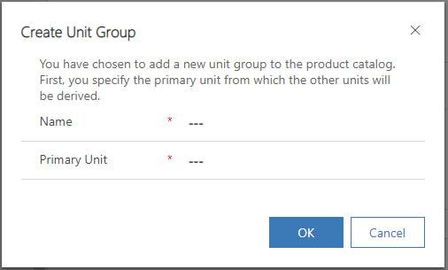 Create unit group dialog box.