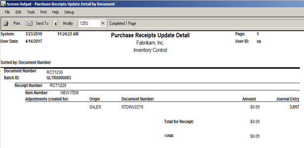 Purchase Receipts Update by Document 